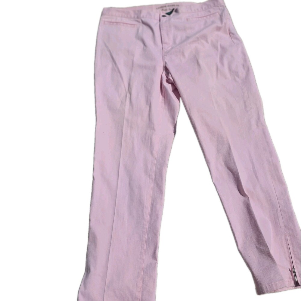 Lauren Jeans Co Ralph Lauren Pastel Pink Stretch Preppy Ankle Trouser Size 16